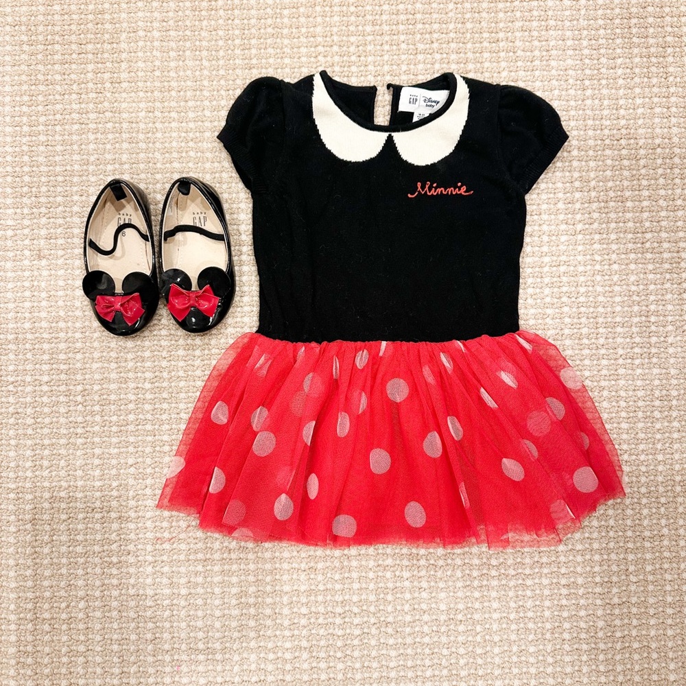 Disney Minnie Mouse Red and Black Dress with Shoes